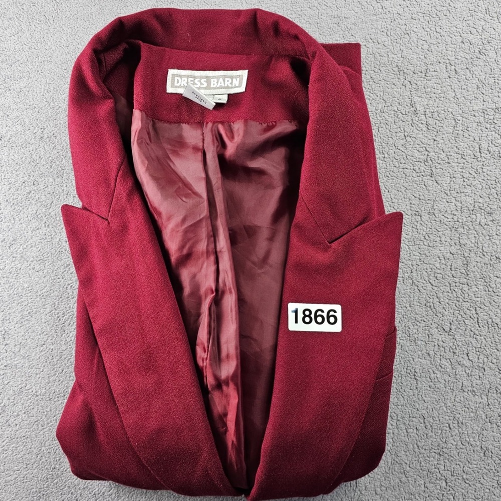 Dress Barn Blazer Jacket Women's 8 Maroon Stretch Long Sleeve Double Breasted - Picture 12 of 12